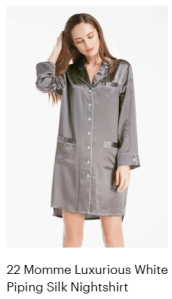 LS - Grey with White Piping Silk Nightshirt